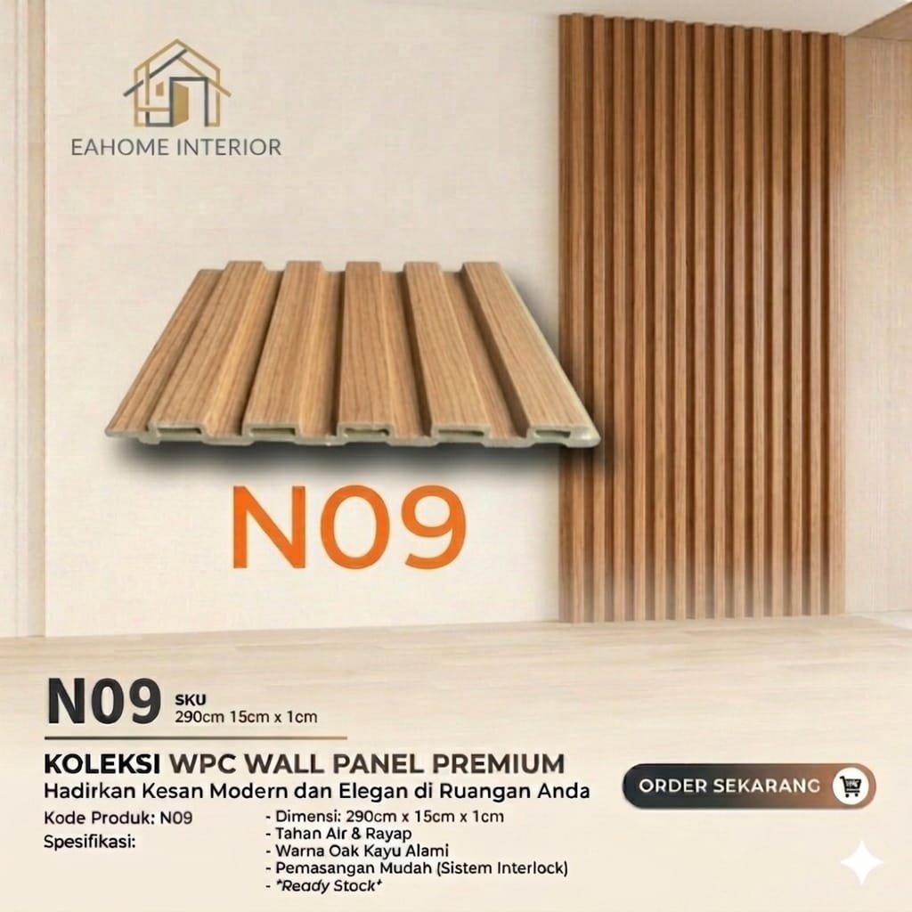 WPC Wall Panel Slat Premium N09 - Natural Oak