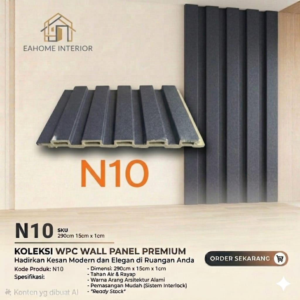 WPC Wall Panel Slat Premium N10 - Charcoal Gray