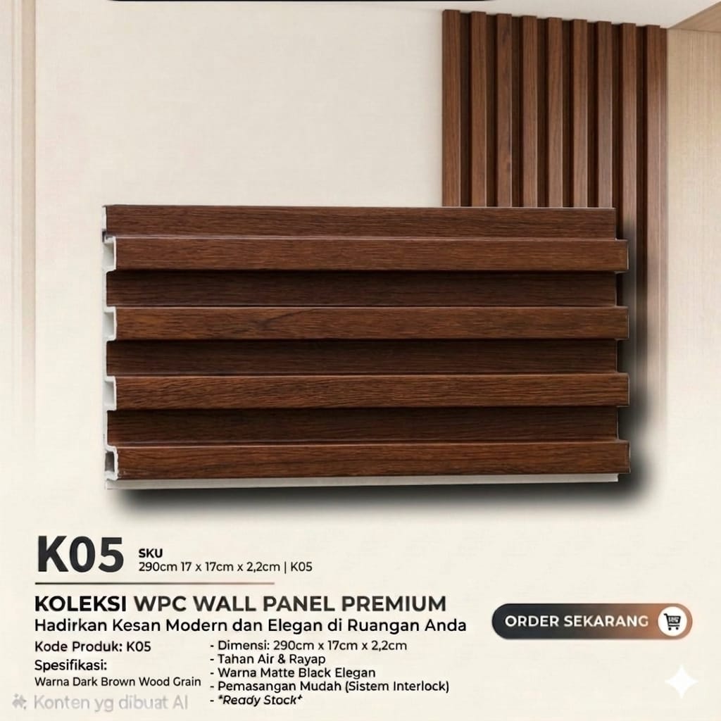 WPC Wall Panel Premium Wood Grain - K05 (Dark Brown)