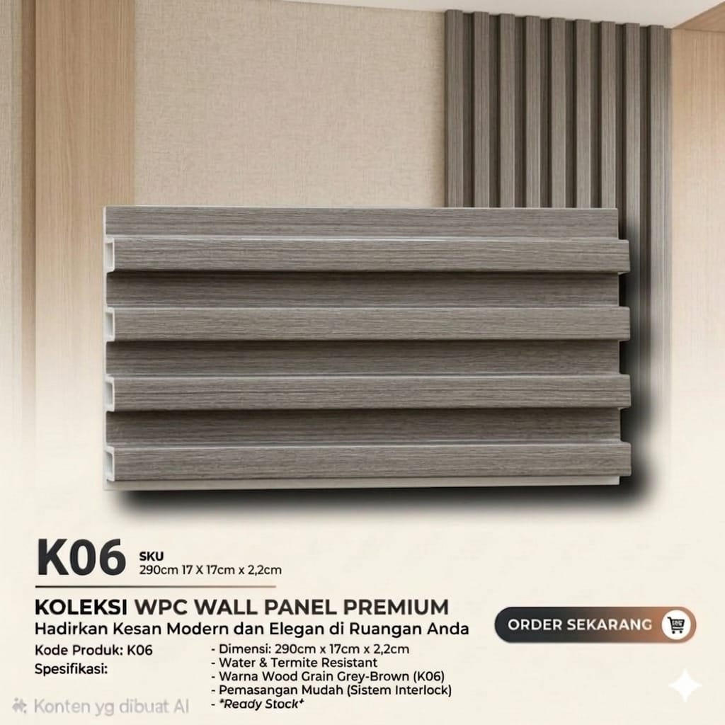 WPC Wall Panel Premium Wood Grain - K06 (Grey-Brown)