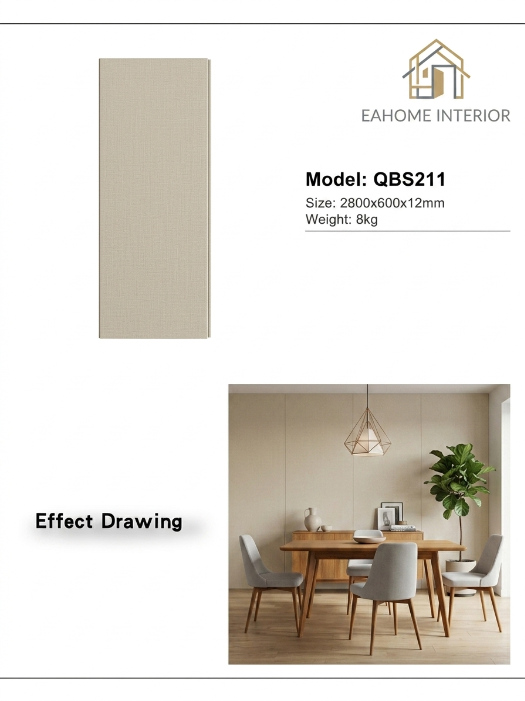 PVC Walboard QBS211 Light Linen - Panel Dinding PVC 2800x600x12mm Premium Tebal