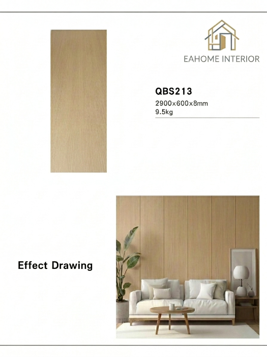 PVC Walboard QBS213 Light Oak - Panel Dinding PVC 2900x600x8mm Motif Kayu Terang Premium