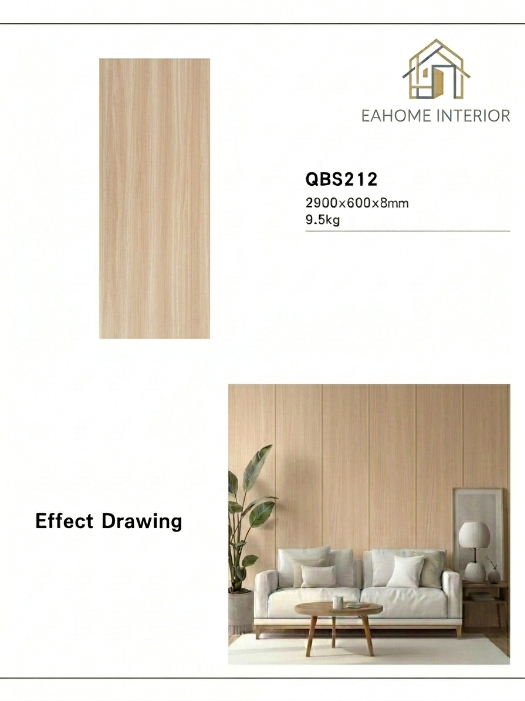 PVC Walboard QBS212 Blonde Wood - Panel Dinding PVC 2900x600x8mm Motif Kayu Terang Premium