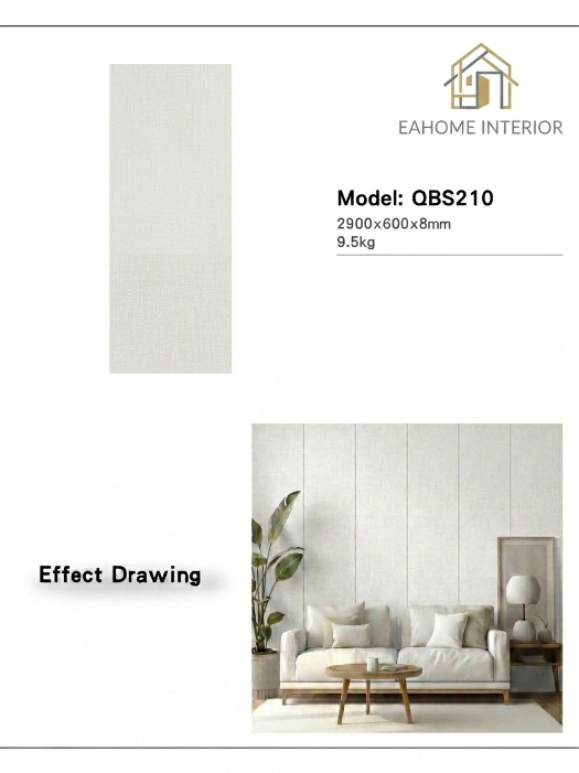 PVC Walboard QBS210 Off White Linen - Panel Dinding PVC 2900x600x8mm Motif Linen Putih Premium